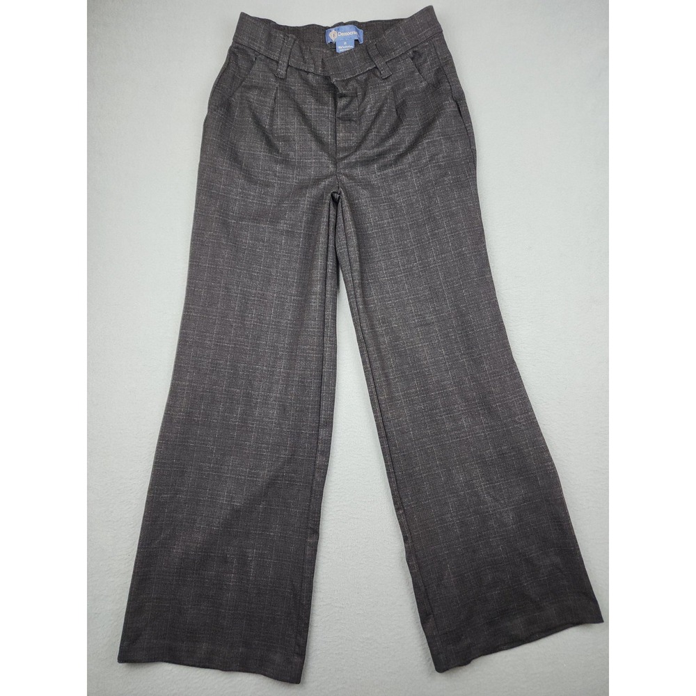 Democracy Ab Solution Pants Womens 2 Gray Plaid Wide Leg Twill Stretch Career
